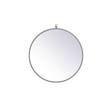 ELEGANT DECOR Elegant Decor MR4051GR 24 in. Metal Frame Round Mirror with Decorative Hook; Grey MR4051GR
